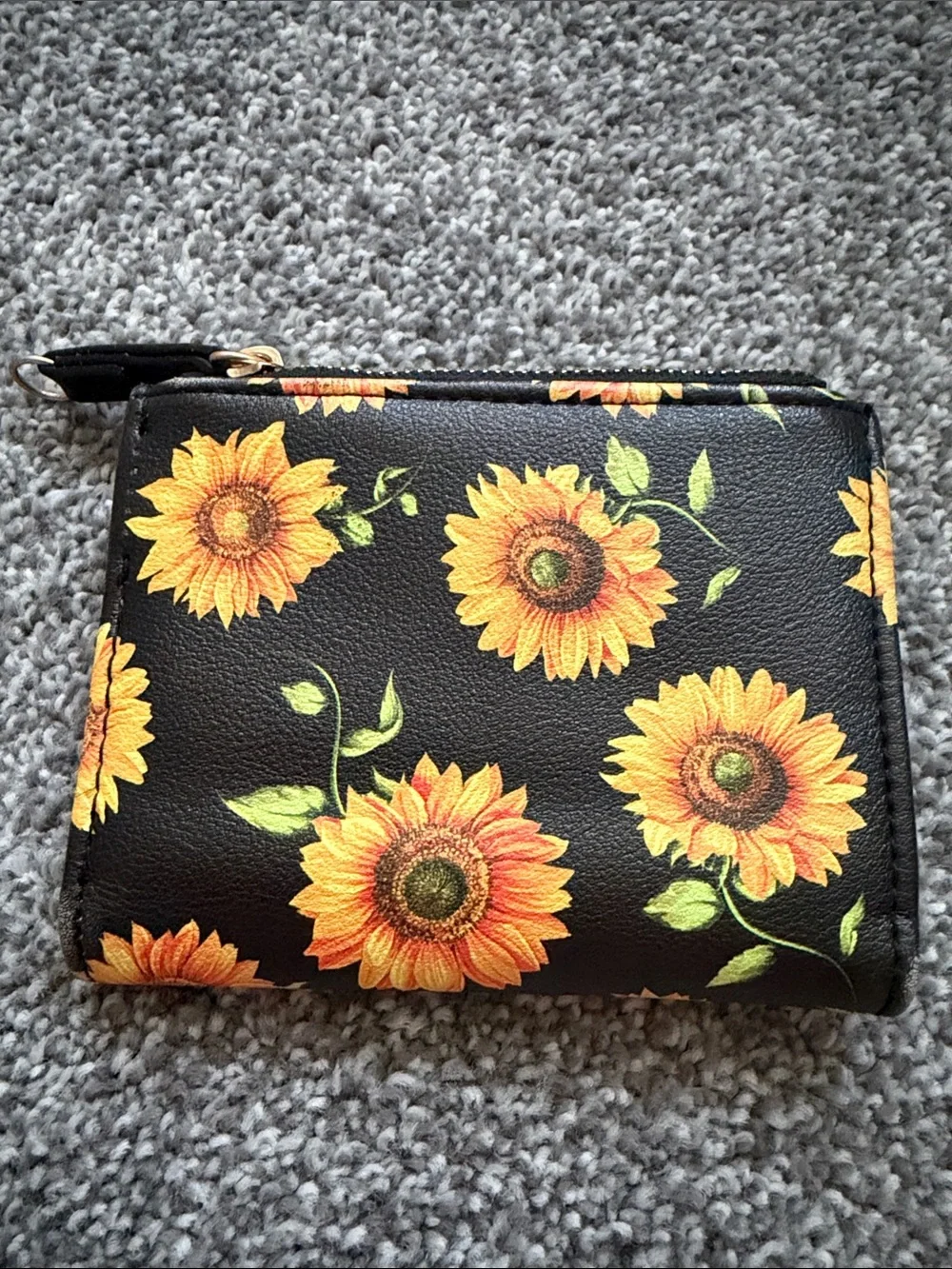 Sunflower Print Zip Wallet